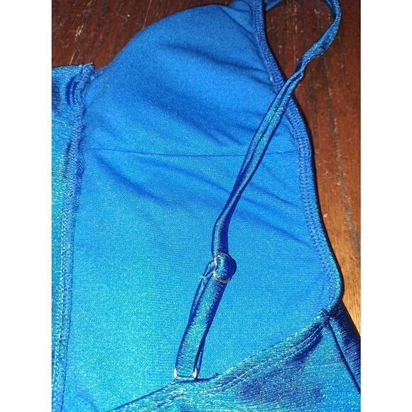 Juniors Medium No Boundaries Blue Earth Half Zip Swimsuit Bathing Suit Swimwear - Picture 5 of 6